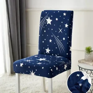 Set Huse Elastice pentru Scaun, 4 Piese, Cu Elastic, White Stars, HEJS-21 Livrare expres