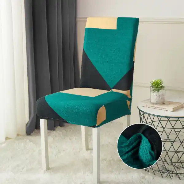 Set 6 huse elastice pentru scaun, poliester / spandex, crem / verde, HEJS-36 Livrare rapidă