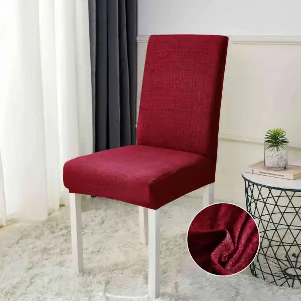 Set 6 huse elastice pentru scaun, poliester / spandex, grena, HEJS-40 Preț redus