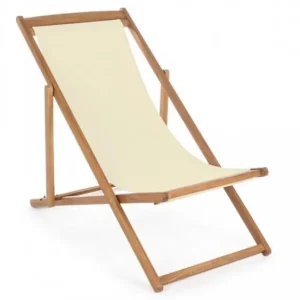 Discount Scaun de relaxare pentru gradina crem/maro din lemn de Acacia si poliester, Noemi Bizzotto