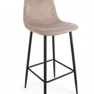 Scaun bar taupe din catifea si metal, Irelia Bizzotto Ofertă specială