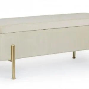 Bancheta cu spatiu pentru depozitare crem/auriu din catifea si metal, 110 cm, Irina Bizzotto Retur gratuit
