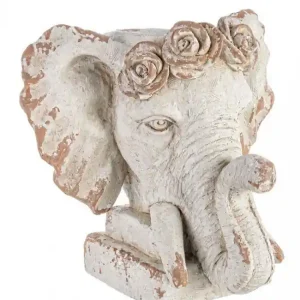 Nu rata Ghiveci decorativ antichizat pentru exterior gri din magneziu, Elephant Bizzotto