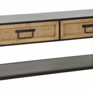 Comoda TV maro/neagra din metal si MDF, 95x38x38 cm, Hanoi Mauro Ferretti Cumpără online