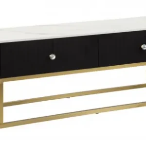 Comoda TV neagra/carrara alb din catifea, 150x42x45, Montpellier Mauro Ferretti Ieftin