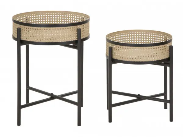 Comandă acum Set 2 masute auxiliare negre din metal, ∅ 40 - ∅ 35 cm, Fuji Mauro Ferretti