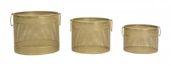 Retur ușor Set 3 suporturi pentru ghivece aurii din metal, ∅ 40 - ∅ 35 - ∅ 30 cm, Cage Mauro Ferretti