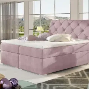 Bestseller Pat tapitat, boxspring, cu spatiu pentru depozitare, 160X200 cm, Balvin 2, Eltap Alb