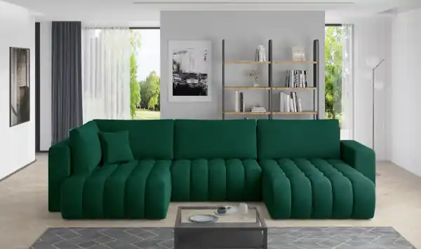 Canapea modulara tapitata, extensibila, cu spatiu pentru depozitare, 340x170x92 cm, Bonito R3, Eltap Albastru - Lukso 40 Reducere extra
