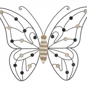 Ultima șansă Decoratiune de perete neagra din metal / lemn, 43 x 1,5 x 33 cm, Butterfly Mauro Ferreti