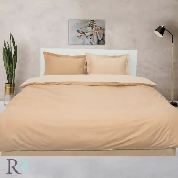 Expediere rapidă Lenjerie de pat cu 2 fete, 100% bumbac, tesatura satin, bej / crem, Roxyma Dream Svetlo Single