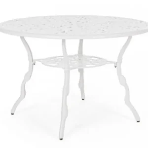 Plată sigură Masă metalica, alba, diametrul 110 cm, Victoria, Bizzotto