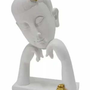 Chilipir Sculptura alba din rasina, 21,5 x 13 x 36 cm, Buddha Mauro Ferreti