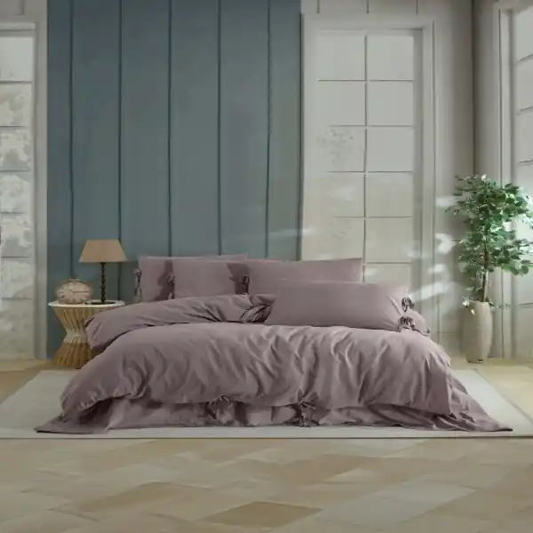 Dantela Vita, lenjerie de pat 2 persoane, bumbac tip muselina, 6 piese, bej, Garcia Cumpără acum