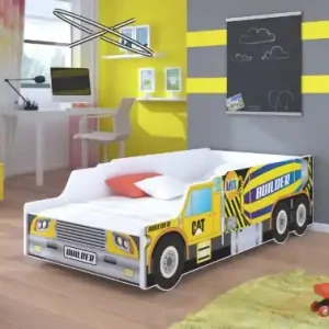 Cel mai bun preț Pat copii cu saltea din spuma si somiera incluse, Contruction Car, ADRK Furniture 140x70 cm