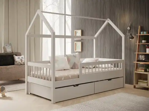 Pat copii cu saltea din spuma si somiera incluse, Galicja, ADRK Furniture cu saltea Reducere