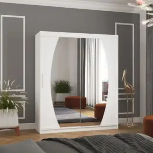 Preferatul clienților Dulap cu usi glisante si oglinda 180x215 cm, Baltimore, ADRK Furniture Alb