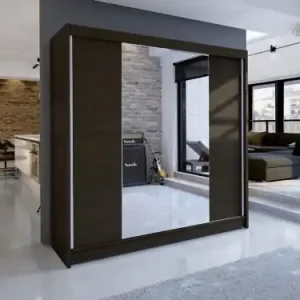 Dulap cu usi glisante si oglinda 180x215 cm, Balance, ADRK Furniture Alb / Negru Nu rata
