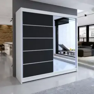 Ofertă Dulap cu usi glisante si oglinda 180x215 cm, Caro, ADRK Furniture Alb
