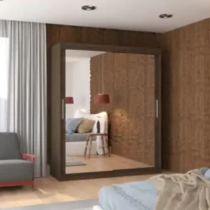Dulap cu usi glisante si oglinda 180x215 cm, Ettore, ADRK Furniture Alb Mai ieftin