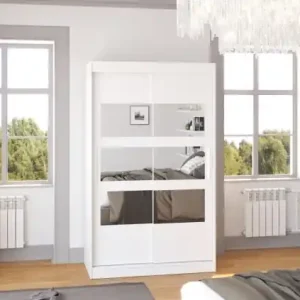Dulap cu usi glisante si oglinda 120x200 cm, Kolorado, ADRK Furniture Alb Ultima șansă