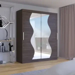 Reduceri Dulap cu usi glisante si oglinda 180x215 cm, Medison, ADRK Furniture Alb
