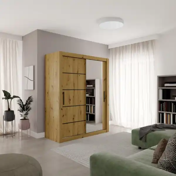 Dulap cu usi glisante 160x200 cm, Mox, ADRK Furniture Alb Noutate