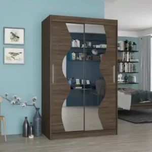 Preț mic Dulap cu usi glisante si oglinda 120x200 cm, Oswald, ADRK Furniture Alb / Alb