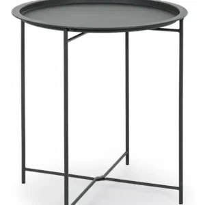 Reducere extra Set 8 masute pentru gradina cu blat detasabil, metal, antracit, Ø 46x52 cm, Wissant Yes
