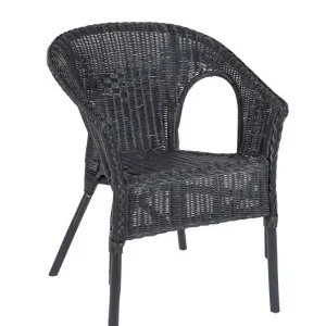Set 4 scaune de gradina, ratan natural, antracit, 58x61x74 cm, Alliss Yes Ultima șansă