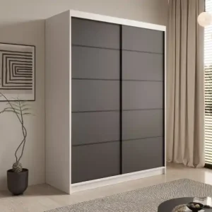 Dulap cu usi glisante, 150x58x200 cm, Calma 150, ADRK Furniture Alb / Alb Cel mai vândut