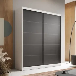 Dulap cu usi glisante, 180x58x215 cm, Hannah 180, ADRK Furniture Alb / Alb Livrare rapidă