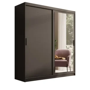 Dulap cu usi glisante si oglinda, 180x60x205 cm, Hailey 180, ADRK Furniture Alb / Alb Ofertă exclusivă