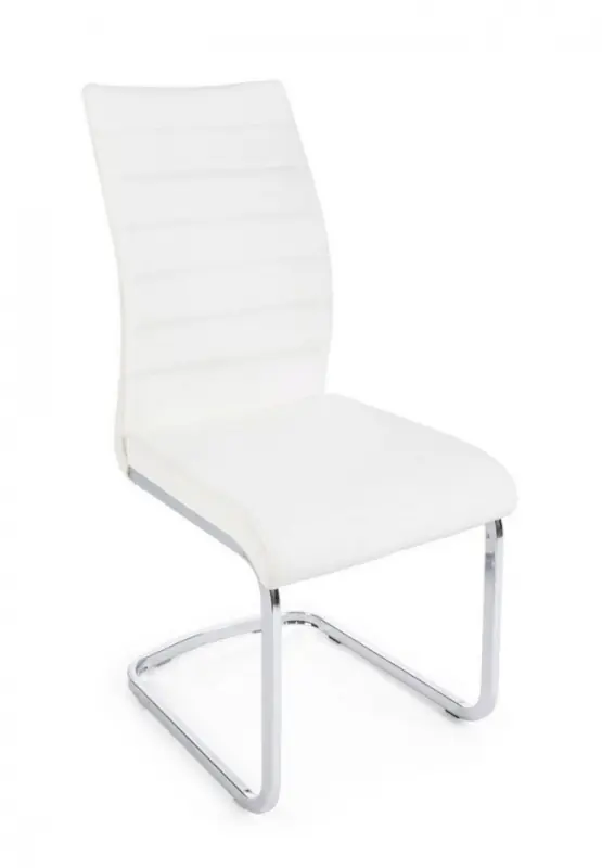 Set 2 scaune dining albe din piele ecologica si metal, Myra Bizzotto Reducere specială
