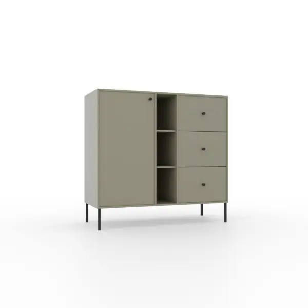 Comodă cu usa si trei sertare, 100x41x95 cm, Tili System. ADRK Furniture Bej nisip / Bej nisip Cumpărături sigure