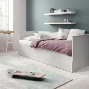 Reduceri Pat extensibil pentru adolescenți, cu saltea, Hela II, ADRK Furniture Alb