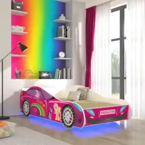 Promoție Pat pentru copii cu saltea, CAR PINK, ADRK Furniture Roz