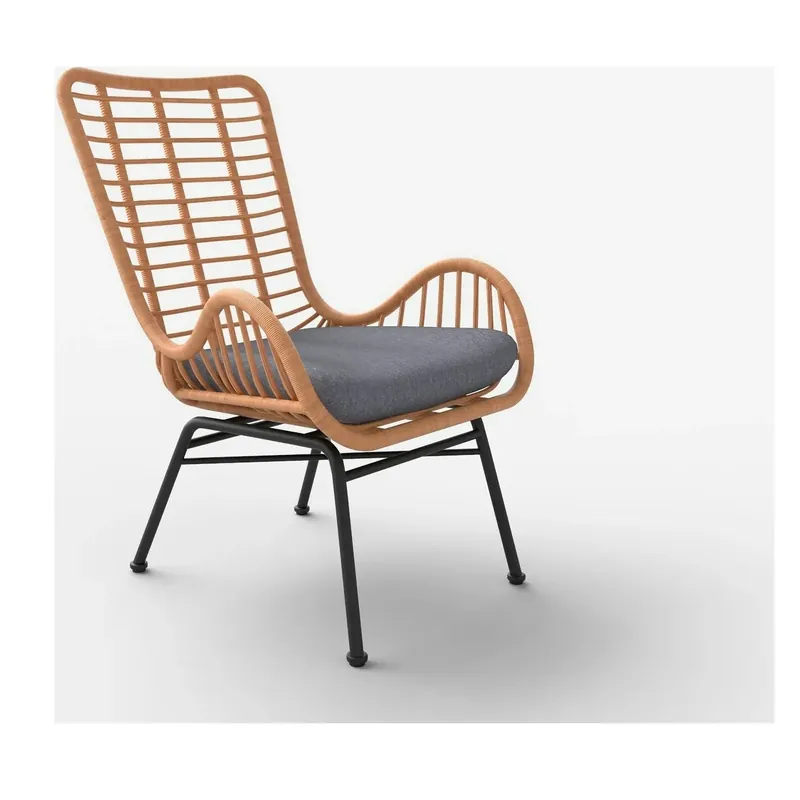 Fotoliu gradina IKARO, bej/gri, rattan sintetic/otel, 69x58x93x42 cm Retur gratuit
