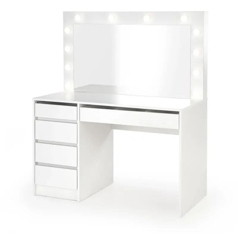Doar azi Masa de toaleta cu oglinda cu leduri HOLLYWOOD XL, alb, PAL furniruit, 120x55x140 cm