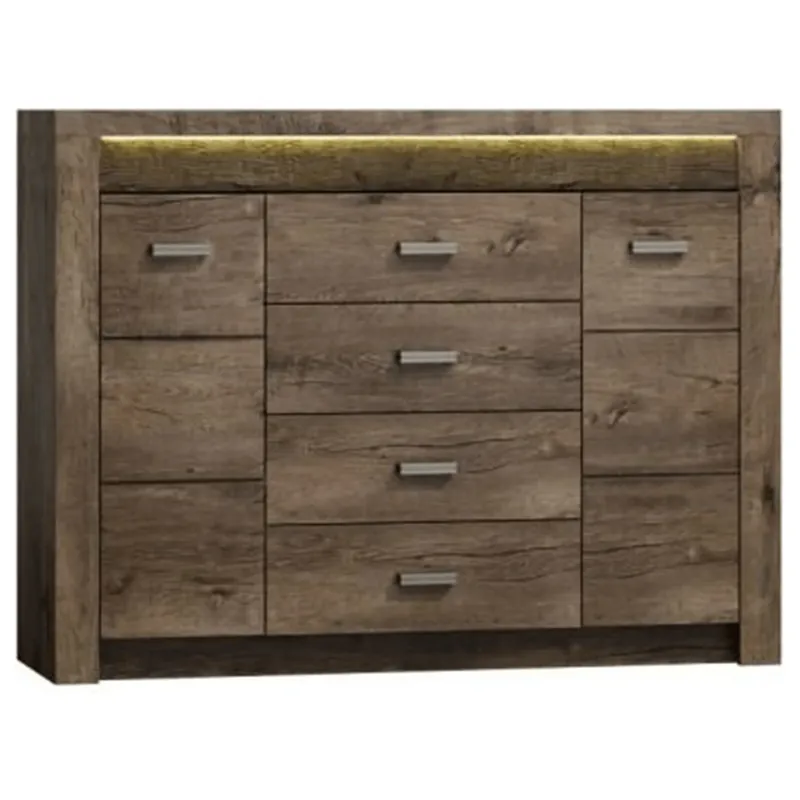 Vezi acum Comoda INFINITY I-07, frasin inchis, PAL melaminat, metal, 137x42x104 cm