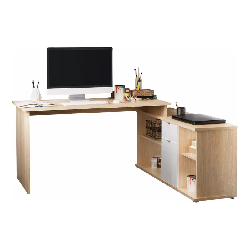 Preț promoțional Birou DALTON 2 NEW VE 02, stejar sonoma/alb, PAL melaminat, 168x138x75 cm