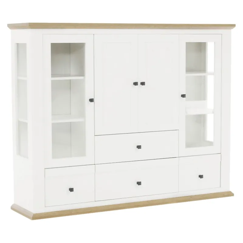 Calitate înaltă Vitrina LEON MZ6, alb/stejar deschis, PAL laminat, 165x40x130 cm