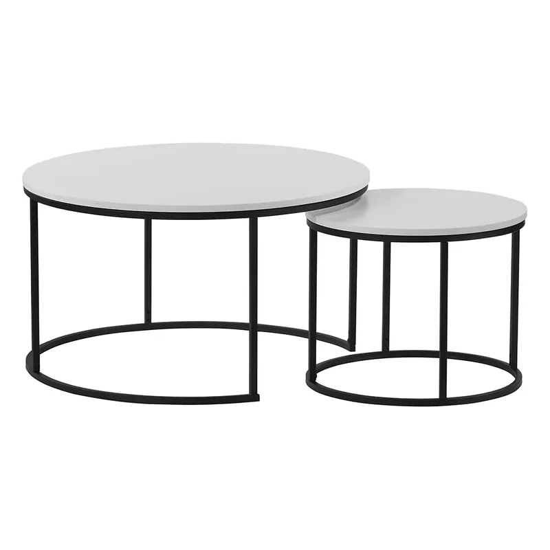 Set 2 masute cafea IKLIN, alb/negru Chilipir