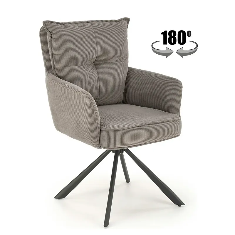 Scaun rotativ K528, gri/negru, stofa catifelata/metal, 60x67x90 cm Reduceri