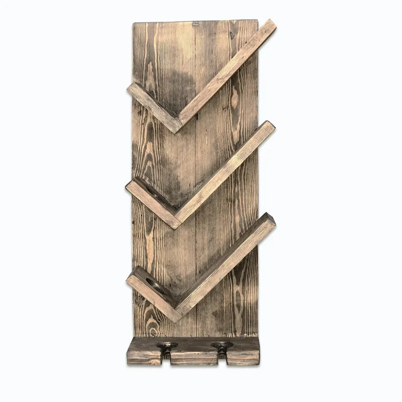 Promoție Suport sticle vin AA062, nuc deschis, lemn, 22x11x60 cm
