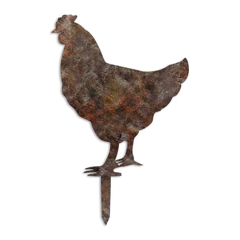 Decoratiune gradina CHICKEN A-01, maro, metal, 42x49 cm Livrare expres
