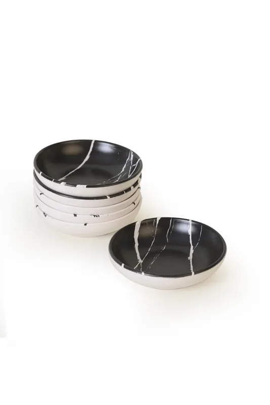 Set 6 boluri X00017422, alb/negru, ceramica, 13 cm Chilipir