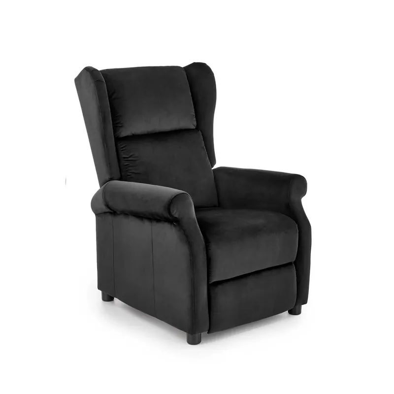 Bestseller Fotoliu recliner AGUSTIN 2, negru, stofa catifelata/lemn, 75x92/160x83/107 cm