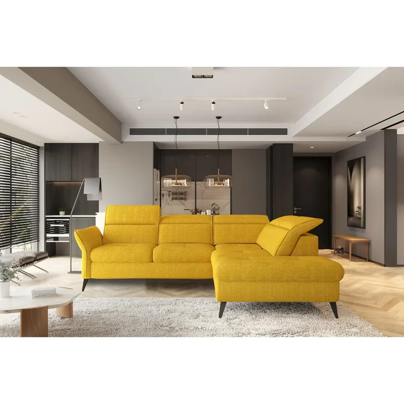 Coltar extensibil APUFA, personalizabil materiale gama Premium, cu lada depozitare si tetiere reglabile, 260x215x95 cm Ofertă