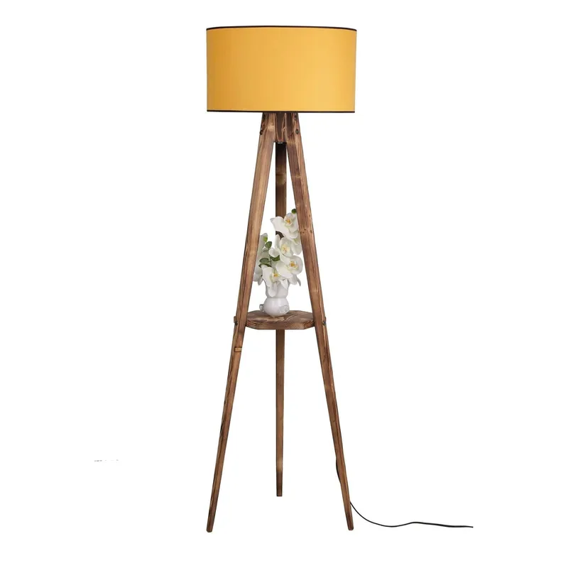 Lampadar SEHBALI, stejar/galben, lemn/material textil, 45x153 cm Ultima șansă